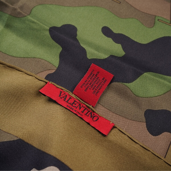 Valentino - Khaki Camouflage Silk Scarf 